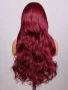 Тъмно червена бордо вълнообразна перука на път с дантела 13*4*1, снимка 3