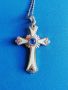 Католическо кръстче с камъни, снимка 1 - Колиета, медальони, синджири - 45108939