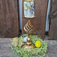 Великденска декорация Свещник ковано желязо и ароматна свещ, снимка 2 - Декорация за дома - 44974249