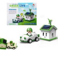 Иновативен детски конструктор със соларна батерия, къща с движеща се кола, снимка 3 - Конструктори - 45779552