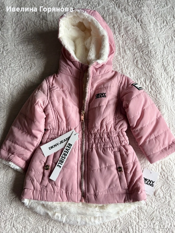 Двулицево детско зимно яке DKNY Jeans, нов внос, р-р 86-92см. , снимка 1