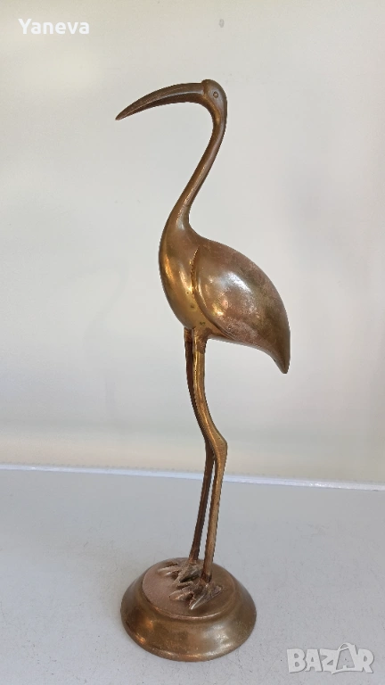 Vintage бронзова статуетка на жерав, снимка 1