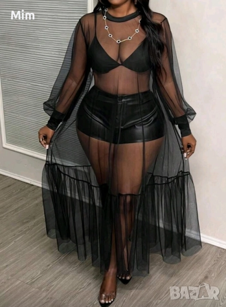 3XL Черна прозрачна рокля , снимка 1