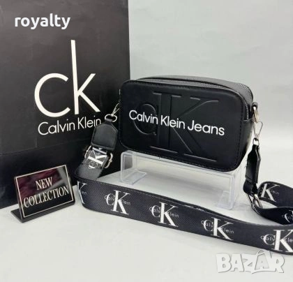Calvin Klein Jeans Нова Черна Кожена Дамска Чанта , снимка 1