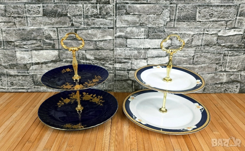 Двуетажни порцеланови етажерки, снимка 1
