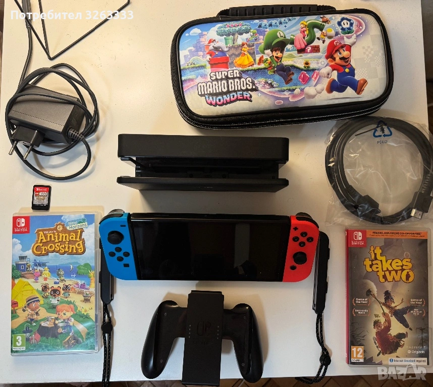 Nintendo Switch Oled 256gb + Игри и Кейс; Гаранция до 19.04.2026, снимка 1