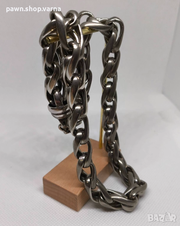 Масивен сребърен дамски синджир Chrome – 925 проба – 81,11 г – 44 см, снимка 1