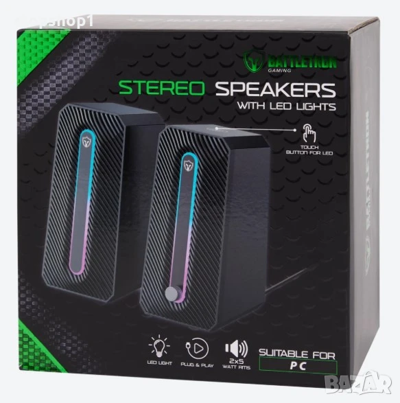 Геймърски високоговорители Battletron RGB светещи , снимка 1