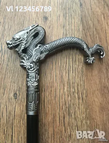 Бастун с метална дръжка ДРАКОН и вграден кинжал 40 см, снимка 1