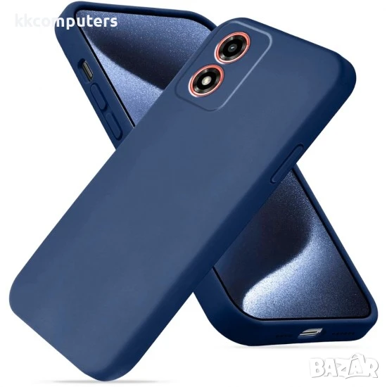 Силиконов кейс iPaky матиран, За Motorola Moto E14, Тъмносин, снимка 1