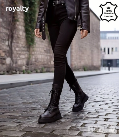 Равни боти - черна ЕСТЕСТВЕНА кожа, снимка 2 - Дамски боти - 52464321