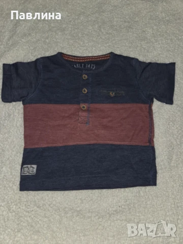 Лот от 4 Летни Тениски и 1 Гащеризонче - 9-12м, снимка 2 - Бебешки блузки - 51007802