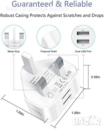 Нови 2 броя 10W 2-портов PD USB стенен адаптер с 6FT кабел за бързо зареждане Айфон, снимка 2 - Селфи стикове, аксесоари - 46507975