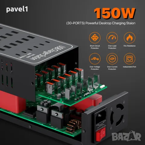 НОВА 30-портова настолна USB зарядна станция, 150W мултифункционалнa 30 в 1 USB хъб, снимка 6 - Друга електроника - 47927670