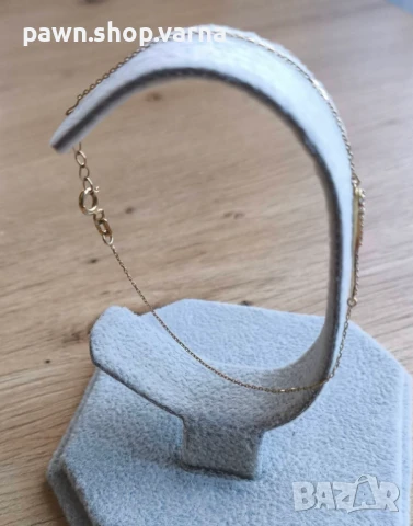 Златна гривна с фианити – проба 585, маркирана, снимка 2 - Гривни - 50819599