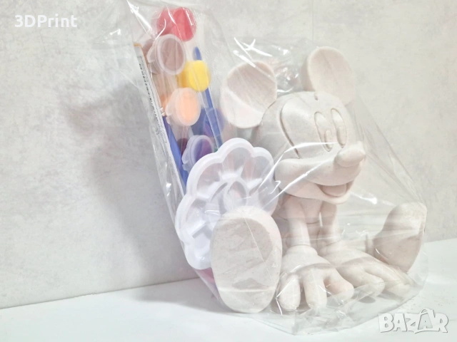 Комплект за оцветяване – 3D фигура Мики Маус + бои и палитра (17 см), снимка 3 - Рисуване и оцветяване - 53651214