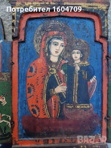 Домашна Стара Икона Триптих, снимка 8 - Икони - 52119122