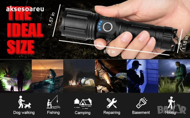 Нов мощен Висококачествен Акумулаторен телескопичен фар с възможност мащабиране водоустойчив работен, снимка 9 - Зимни спортове - 48785500