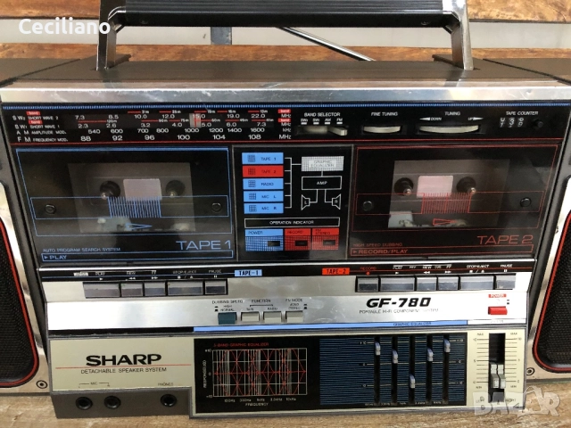 Радиокасетофон SHARP GF-780Z(D) -работещ и хубаво звучащ!, снимка 2 - Радиокасетофони, транзистори - 52104934