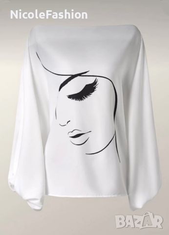 Уникален бял топ  , снимка 1 - Блузи с дълъг ръкав и пуловери - 45276745