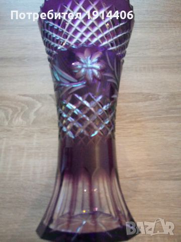 Красива ваза, оловен кристал, лилава, прекрасни орнаменти,, снимка 8 - Вази - 46463658