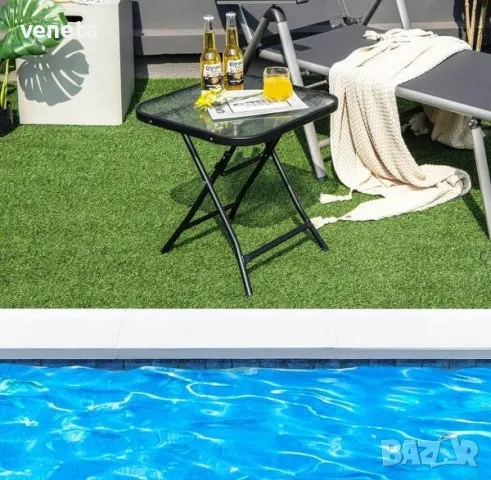 18-инчова квадратна бистро маса за вътрешен двор с неръждаема рамка , снимка 4 - Градински мебели, декорация  - 50022419