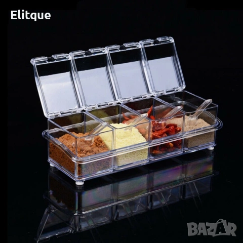 Контейнери за съхранение на подправки Crystal Seasoning Box, снимка 5 - Органайзери - 53376619