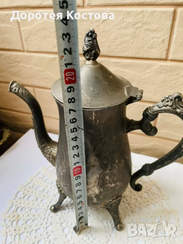 Красив посребрен чайник от Англия с цветя, снимка 9 - Антикварни и старинни предмети - 53568595