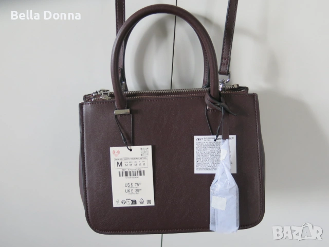 ЗАРА Дамска мини градска чанта/ ZARA Mini city bag, цвят бордо, снимка 6 - Чанти - 53603517