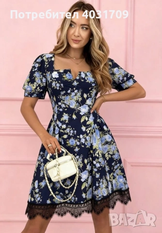 Дамска рокля с флорали , снимка 2 - Рокли - 54126560