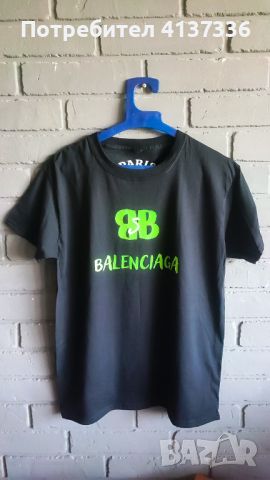 Черна тениска Balenciaga , маркови тениски елегантни , снимка 5 - Тениски - 46385594