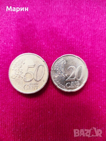 50 и  20 евроцента 2002 г. Гърция с “F” и “E”  в звезди, снимка 8 - Нумизматика и бонистика - 53336706