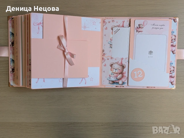 Бебешки ръчно изработен албум за снимки, подарък за бебе, погача, рожден ден, снимка 5 - Други - 53425691