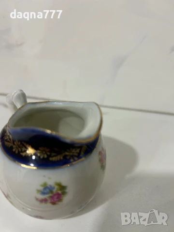 Винтидж порцеланова чаша за сметана/ мляко Nippon Japan, ръчно рисув цветя, кобалтово синьо и златно, снимка 7 - Антикварни и старинни предмети - 50739403