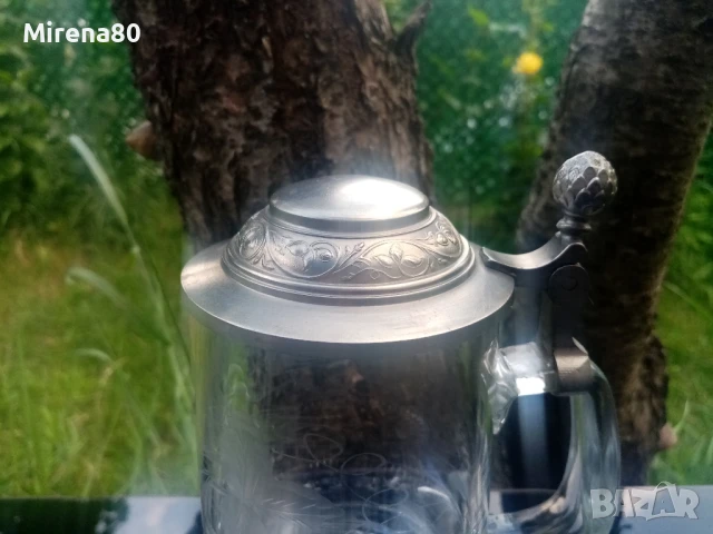 Кристална винтидж халба с ягодки, снимка 3 - Антикварни и старинни предмети - 50613535