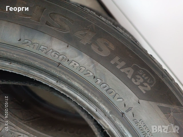 2бр.всесезонни гуми 215/60/17 Kumho, снимка 5 - Гуми и джанти - 53666840