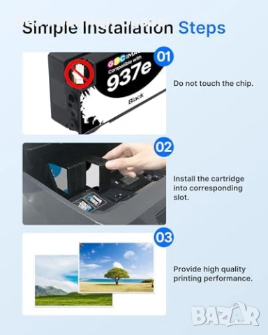 Нови 937e 937XL мастилени касети за HP OfficeJet Pro 9720e 9730e 4 броя, снимка 7 - Други стоки за дома - 53691386