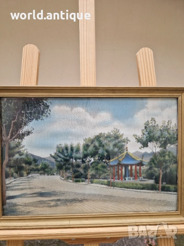 Чудесна антикварна китайска картина коприна автор , снимка 3 - Картини - 52019957