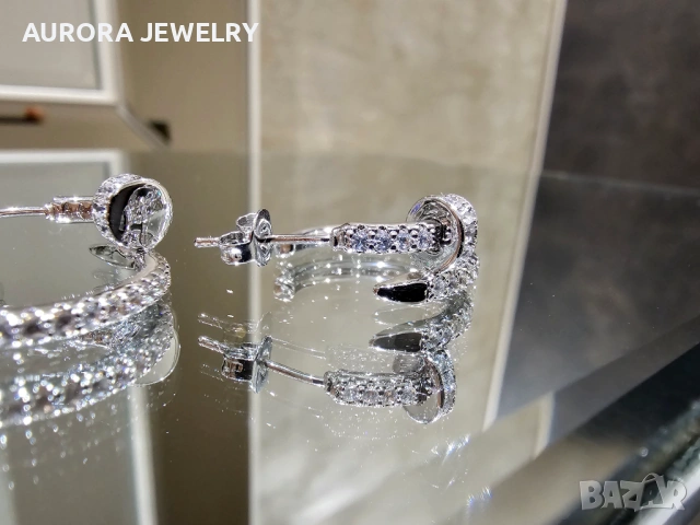 CARTIER Nail Juste un Clou Hoop Silver Diamonds Дамски Обеци Пирон, снимка 7 - Обеци - 53148810