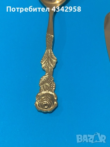 Винтидж.Позлатен ( 20 к) комплект за десерти. 1960 г., снимка 2 - Антикварни и старинни предмети - 52917002