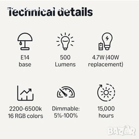 Нови Смарт крушка E14 2 броя WiFi 2.4GHz Multicolour Alexa only димиране, снимка 6 - Крушки - 53682091