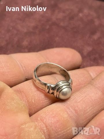 Дамски сребърен комплект с естествени перли, снимка 2 - Бижутерийни комплекти - 52851233