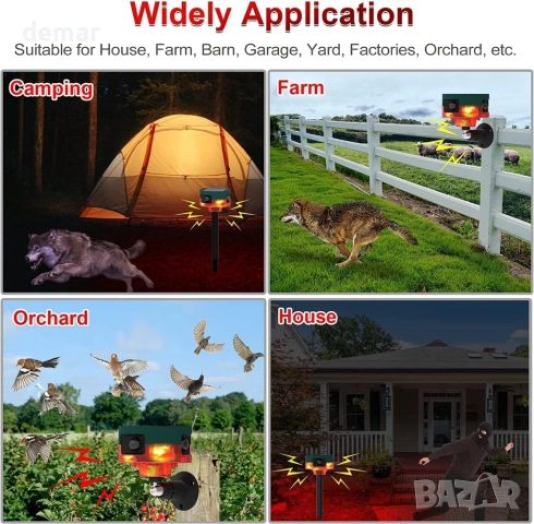 KINGCOO Соларна аларма със 360° сензор за движение и LED мигаща стробоскопична предупредителна лампа, снимка 7 - Други стоки за дома - 51943847