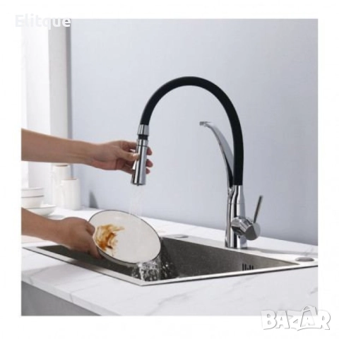 Смесител за вода, верт. с покр. от хром с Черен