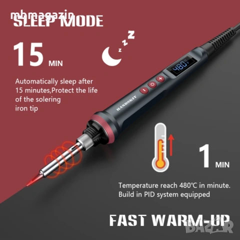 Handskit 90W Поялник с цифров контрол на температура и автоматичен сън, снимка 4 - Други инструменти - 53750623