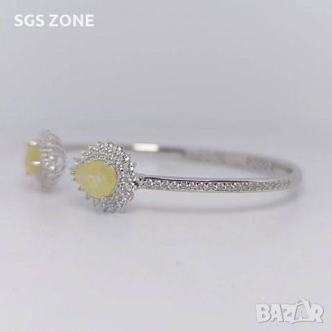 Стилна гривна от стерлингово сребро 925 с жълт сапфир, снимка 7 - Гривни - 52793516