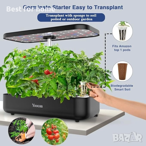 Yoocaa 12-Pod хидропонна система за кухненска градина, снимка 5 - Други стоки за дома - 52431046