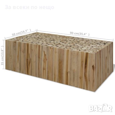 Маса за кафе, натурална тикова дървесина, 90x50x35 см, снимка 3 - Маси - 45367564