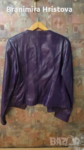 Лилаво кожено яке от агнешка кожа SEZAR – размер 48, снимка 2 - Якета - 53102121