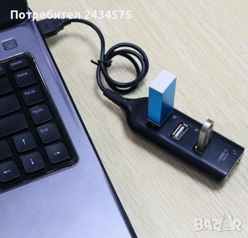 Високоскоростен USB Хъб 4 порта USB 2.0 с кабел мини USB сплитер, снимка 2 - Кабели и адаптери - 46697911